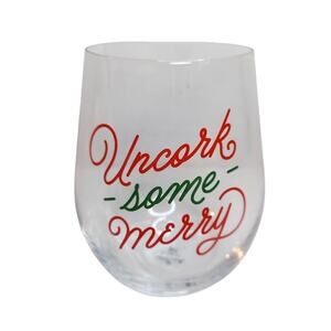 Hallmark Stemless Wine Glass Christmas "Uncork Some Merry" New Exclusive 2022